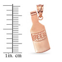 Beer Lovers Beer Bottle Pendant Necklace in Solid Gold (Yellow/Rose/White)