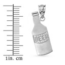 Solid White Gold Beer Lovers Beer Bottle Pendant Necklace