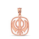 Double Edged Sword The Khanda Sikhs Pendant Necklace in Solid Gold (Yellow/Rose/White)