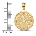 Ancient Christian Chi Rho Px Symbol Disc Pendant Necklace in Solid Gold (Yellow/Rose/White)