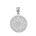.925 Sterling Silver Bahá'í Faith 9 Point Star Beaded Medallion Pendant