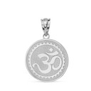 Sterling Silver Hindu Spiritual Symbol Om Yoga Disc Pendant Necklace