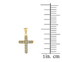 Mini Elegant Diamond Cross Pendant Necklace In Yellow Gold