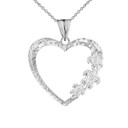 Hawaiian Honu Turtles  Heart Pendant Necklace in Sterling Silver