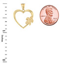 Gold Honu Hawaiian Turtle  Heart Pendant Necklace(Available In Yellow/Rose/White Gold)