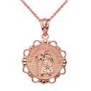 Round Saint Christopher Pendant Necklace in Gold (Yellow/Rose/White)