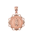 Round Saint Mary Pendant Necklace in Gold (Yellow/Rose/White)