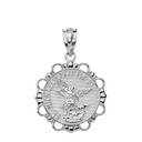 Sterling Silver Round Saint Michael Pendant Necklace