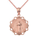 Round Saint Francis Pendant Necklace in Gold (Yellow/Rose/White)