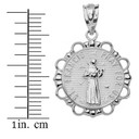 Sterling Silver Round Saint Francis Pendant Necklace