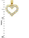 Gold Pendants - Wide Rim Gold Heart Pendant with Cubic Zirconias