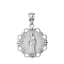 Sterling Silver Round Saint Peter Pendant Necklace