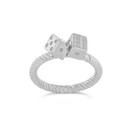 Dice Rope Ring in White Gold