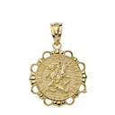 Round Saint George Pendant Necklace in Gold (Yellow/Rose/White)