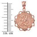 Round Saint George Pendant Necklace in Gold (Yellow/Rose/White)