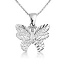 Filigree Butterfly Pendant Necklace in Sterling Silver