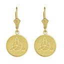 Solid Gold Triquetra Irish Celtic Disc Circle Earring Set(Available in Yellow/Rose/White Gold)
