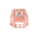 Gold Textured Freemason Square & Compass Signet Ring (Available in Yellow/Rose/White Gold)