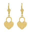 Solid Gold Swirl Heart Padlock Earring Set(Available in Yellow/Rose/White Gold)