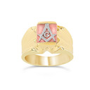 Gold Freemason Square & Compass Men's Signet Ring (Available in Yellow/Rose/White Gold)