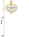 Gold Pendants - Two Tone Gold Heart Pendant with White Gold Cross