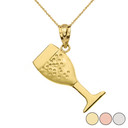 Champagne Glass Pendant Necklace in Gold (Yellow/Rose/White)