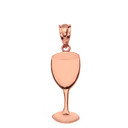 Solid Rose Gold Wine Glass Pendant Necklace