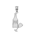 Sterling Silver Wine Bottle and Glass Pendant Necklace