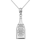 Toast of The Town Champagne Bottle Pendant Necklace in Gold (Yellow/Rose/White)