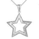 Chic Sparkle Cut Star Pendant Necklace in White Gold