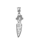 Solid White Gold Carrot Vegetable Pendant Necklace