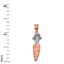 Solid Two Tone Rose Gold Carrot Vegetable Pendant Necklace