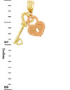 Gold Pendants - Two Tone Gold Key to My Heart Pendant