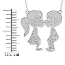 Sterling Silver Boy Girl Kissing Lovers Necklace with measurement