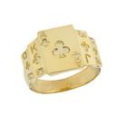 Yellow Gold Ace of Clubs Poker Royal Flush Diamond Ring