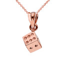 Gold 3D Playing Die Pendant Necklace  (Available Yellow/Rose/White Gold)