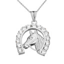 Lucky Horseshoe Statement Pendant Necklace in Sterling Silver