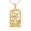 Ancient Egyptian Cartouche Pendant Necklace in Yellow Gold