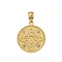 Diamond Cut Celtic Trinity Knot Circle Pendant Necklace in Gold (Yellow/Rose/White)