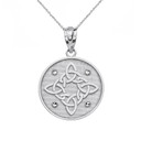 Sterling Silver Diamond Cut Celtic Trinity Knot Circle Pendant Necklace