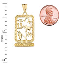 Ancient Egyptian Good Luck Cartouche Pendant Necklace in Yellow Gold