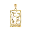 Ancient Egyptian Good Luck Cartouche Pendant Necklace in Yellow Gold