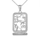 Ancient Egyptian Good Luck Cartouche Pendant Necklace in Sterling Silver