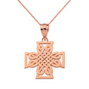 Woven Celtic Cross Pendant Necklace in Gold (Yellow/Rose/White)