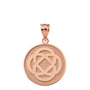 Solid Rose Gold Celtic Knot Flower Disc Pendant Necklace