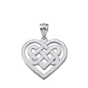Celtic Knot Woven Heart Pendant Necklace in Gold (Yellow/Rose/White)