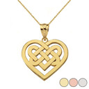 Celtic Knot Woven Heart Pendant Necklace (Available in Yellow/Rose/White Gold)