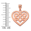 Solid Rose Gold Celtic Knot Woven Heart Pendant Necklace