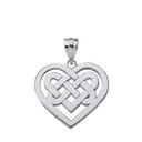 Sterling Silver Celtic Knot Woven Heart Pendant Necklace