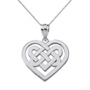 Sterling Silver Celtic Knot Woven Heart Pendant Necklace